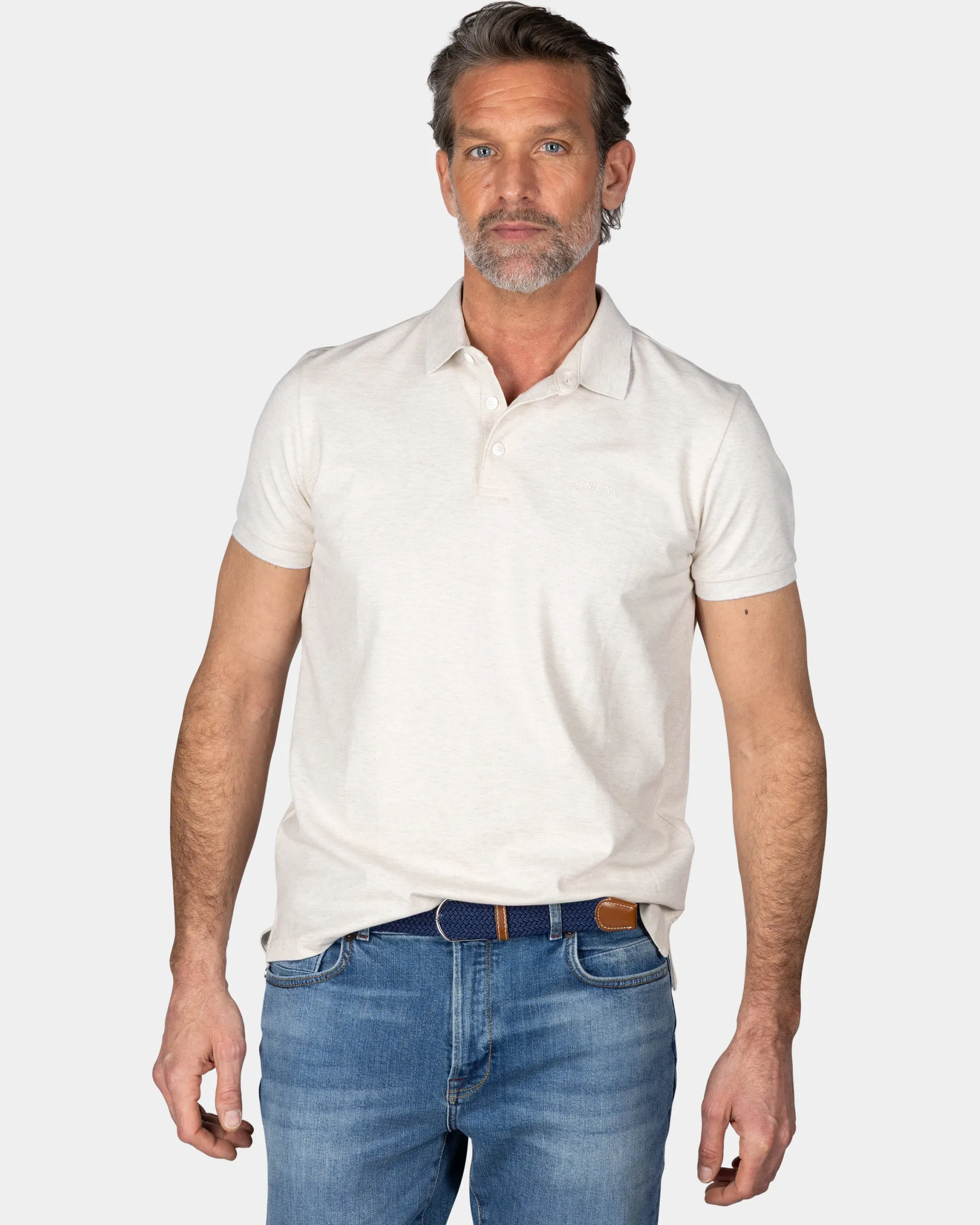 Beige cotton polo