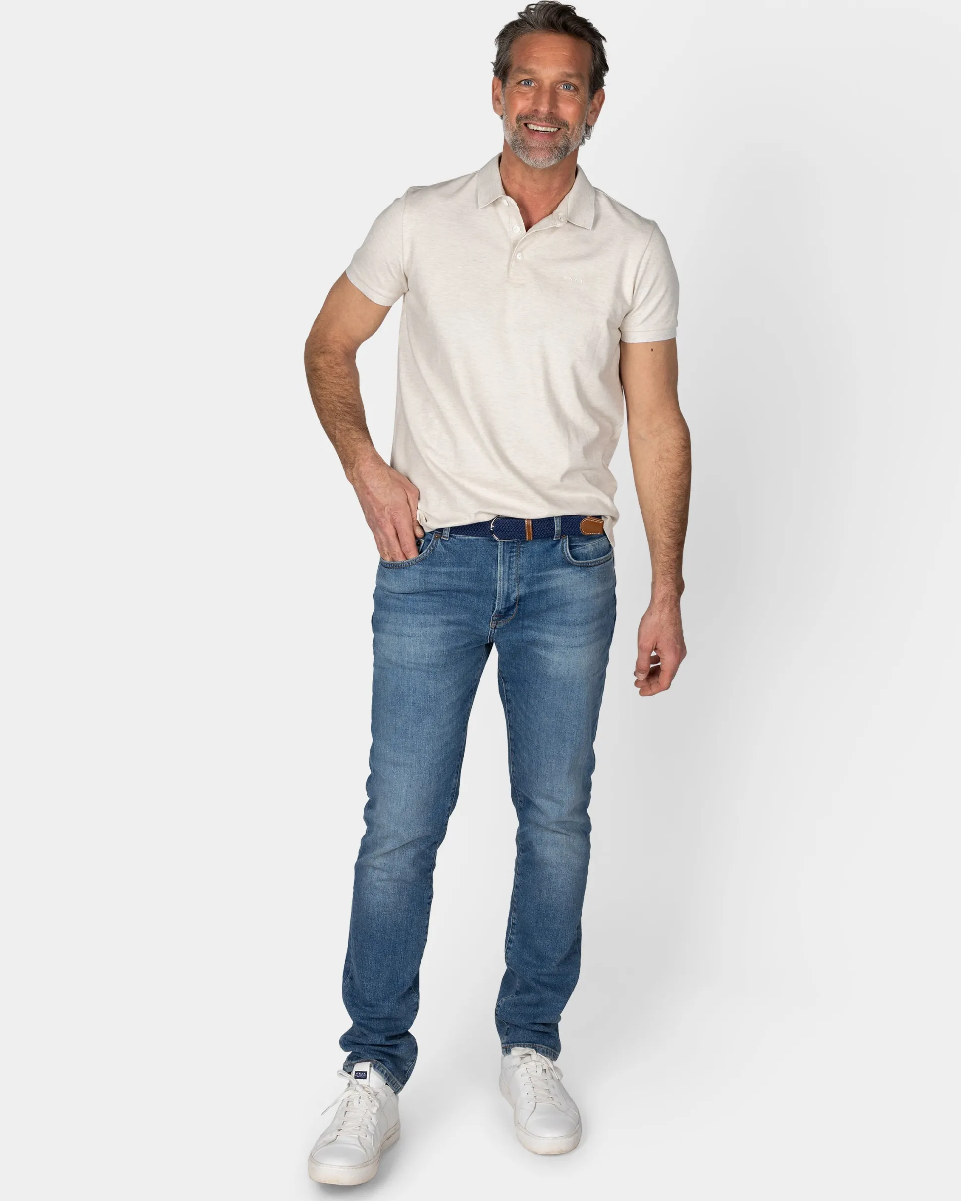 Beige cotton polo