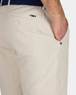 Beige Cotton Shorts with Stretch