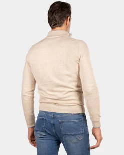 Beige half zip pullover - Oat Sand