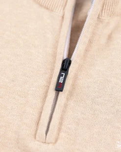 Beige half zip pullover - Oat Sand