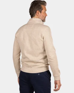 Beige half zip sweat - Oat Sand