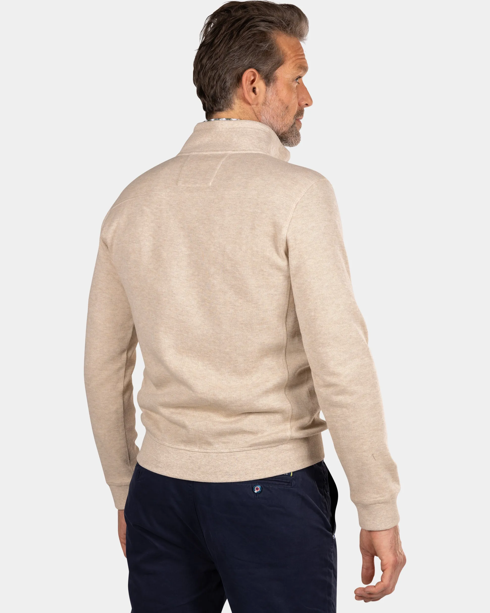 Beige half zip sweat - Oat Sand