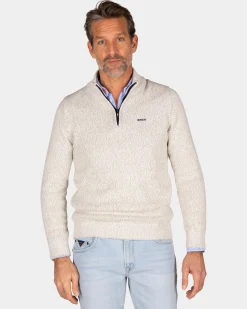Beige half-zip pullover - Dusty Army