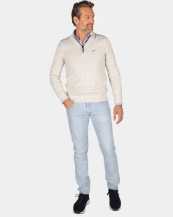 Beige half-zip pullover - Dusty Army