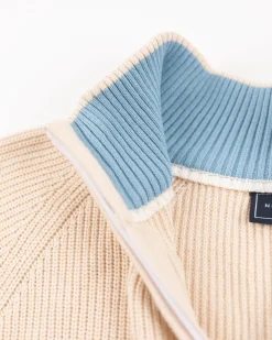Beige knitted half zip pullover - Oat Sand