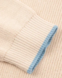 Beige knitted half zip pullover - Oat Sand