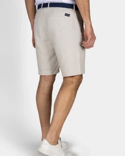 Beige Linen Cargo Shorts