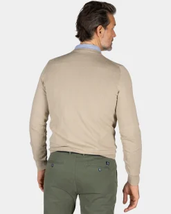 Beige pullover with round neck