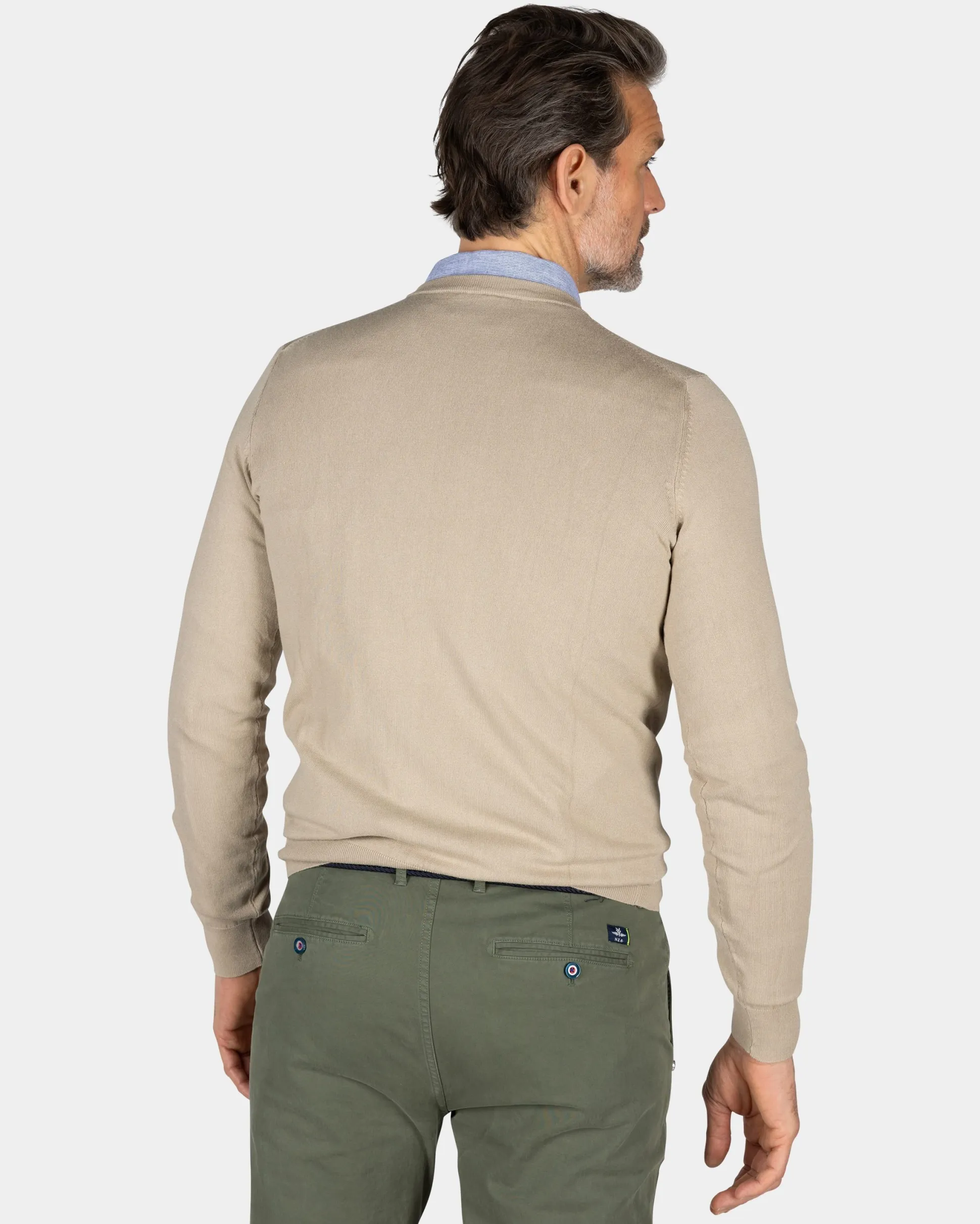 Beige pullover with round neck