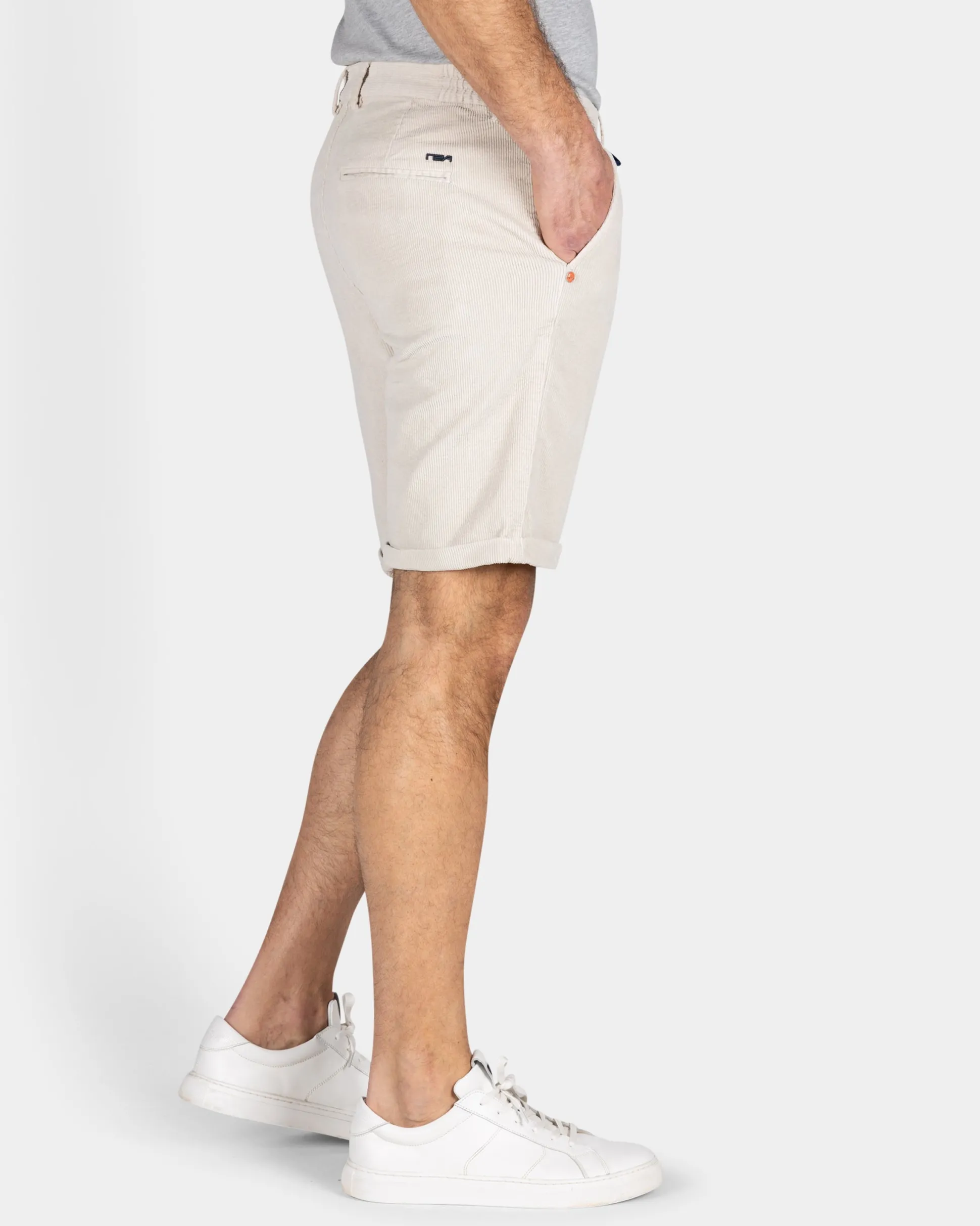 Beige Ribbed Shorts