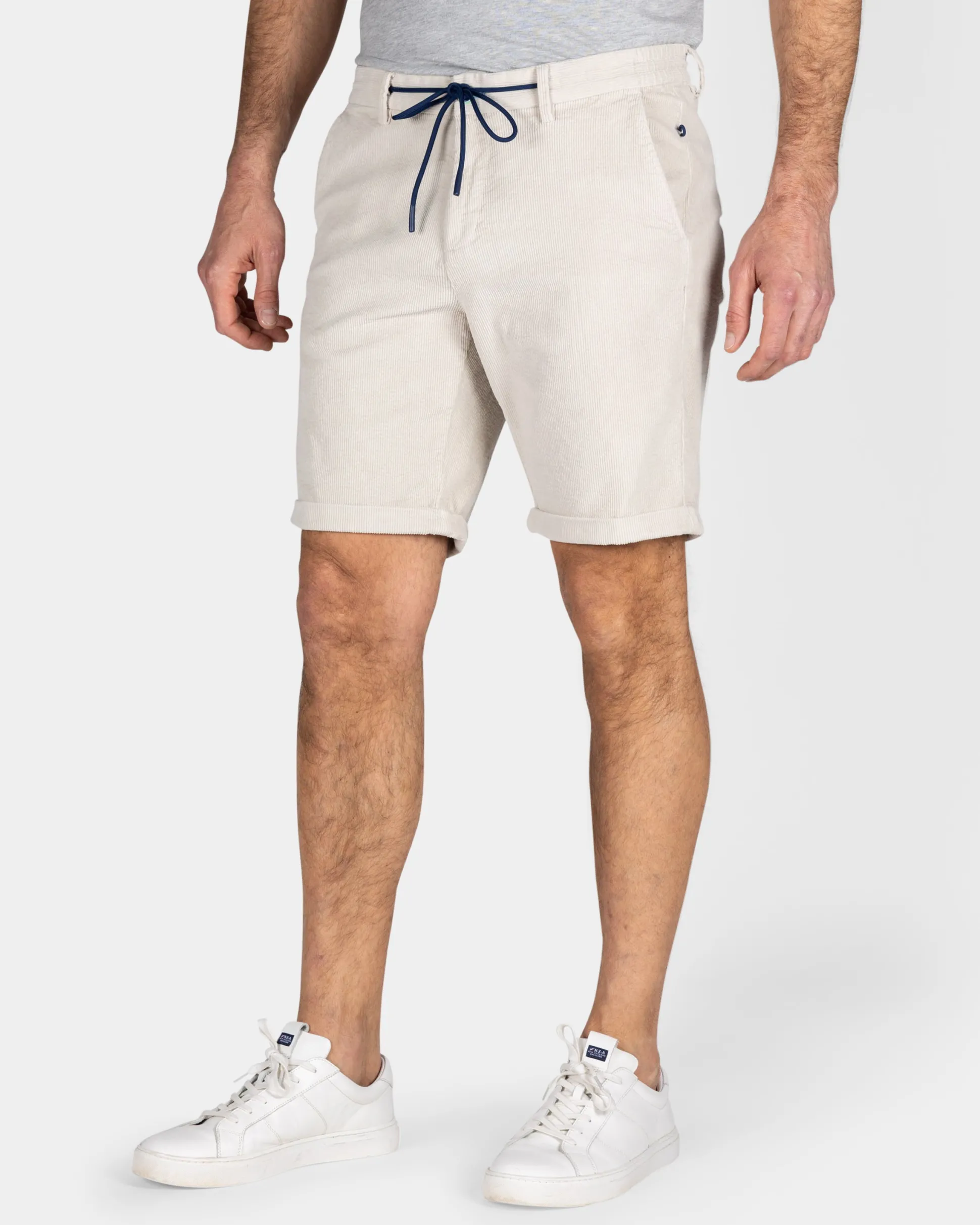 Beige Ribbed Shorts