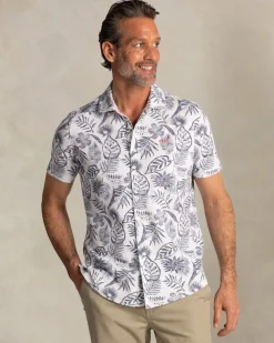 Beige shirt with navy floral print