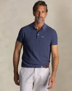 Blauw cotton polo