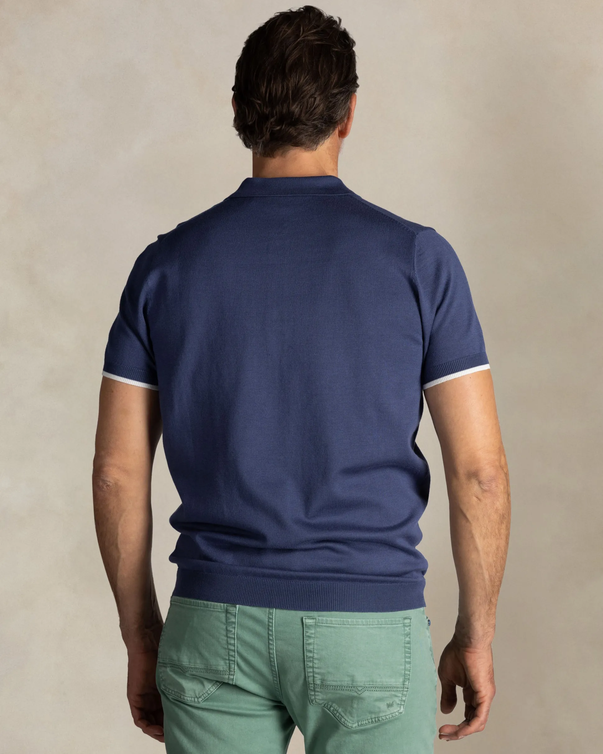 Blauw knitted polo