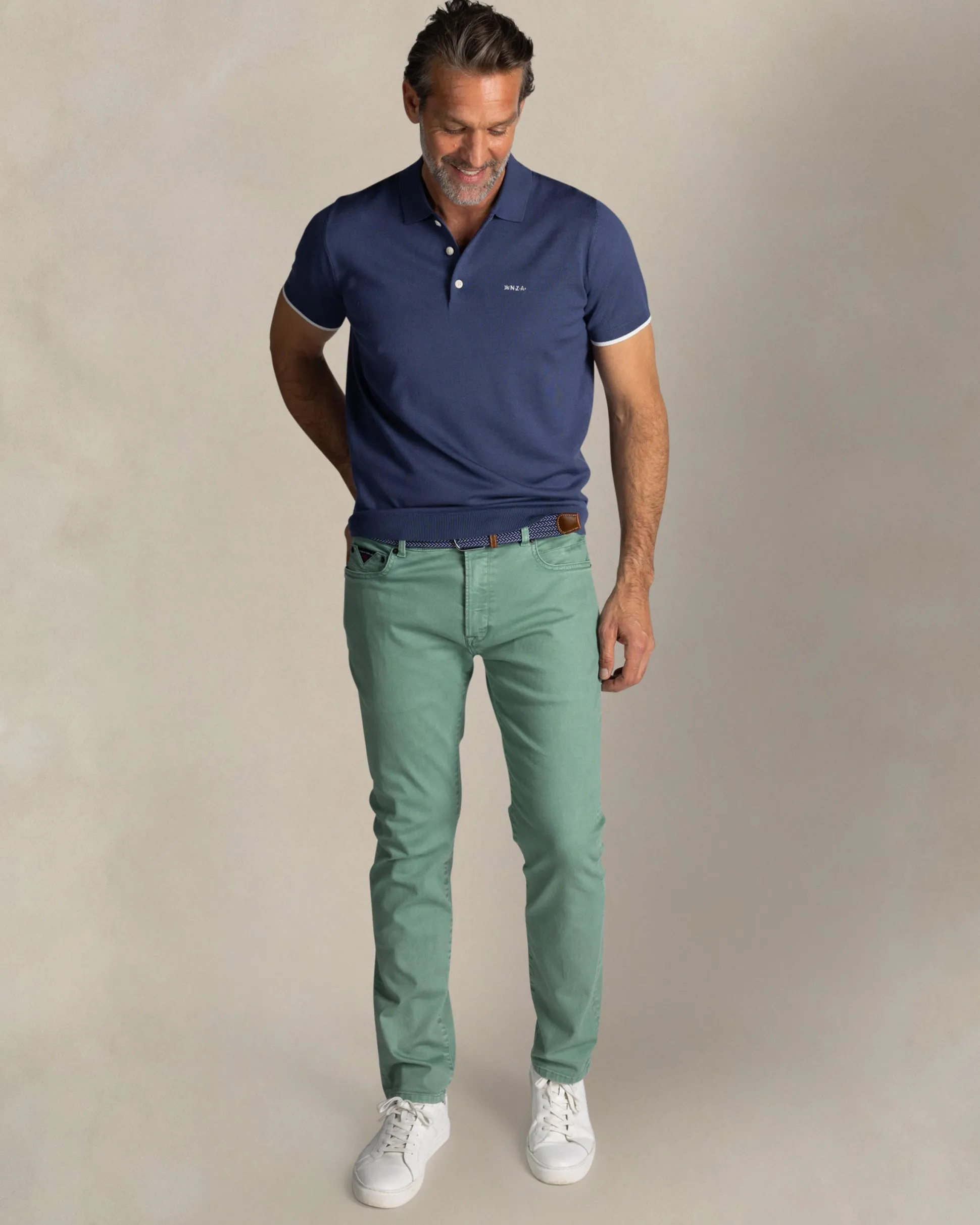 Blauw knitted polo