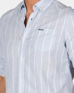 Blue and white striped shirt