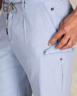 Blue cargo shorts with elastane