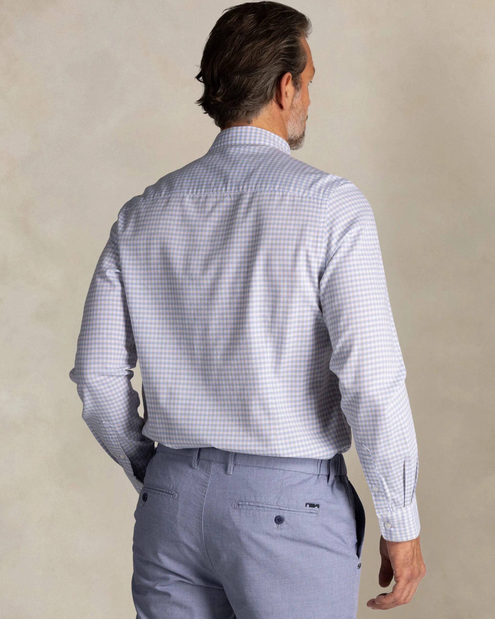 Blue check button-down cotton