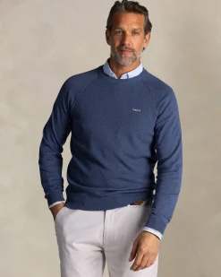 Blue cotton crew neck sweater
