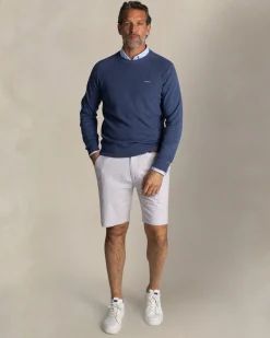 Blue cotton crew neck sweater