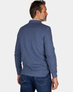 Blue cotton long sleeve polo