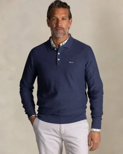 Blue cotton polo sweater