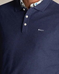 Blue cotton polo sweater