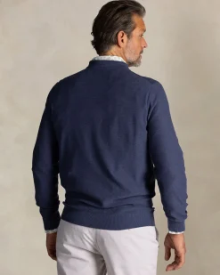 Blue cotton polo sweater