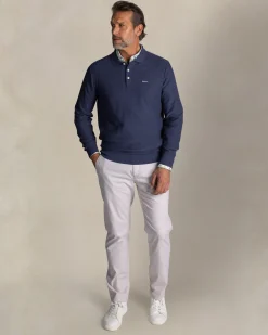 Blue cotton polo sweater