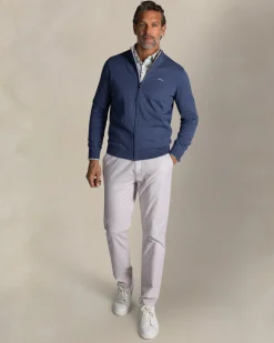 Blue half zip cotton knit