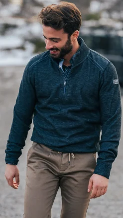 Blue half-zip sweater - Tin Blue