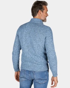 Blue knitted half-zip sweater - Frozen Blue
