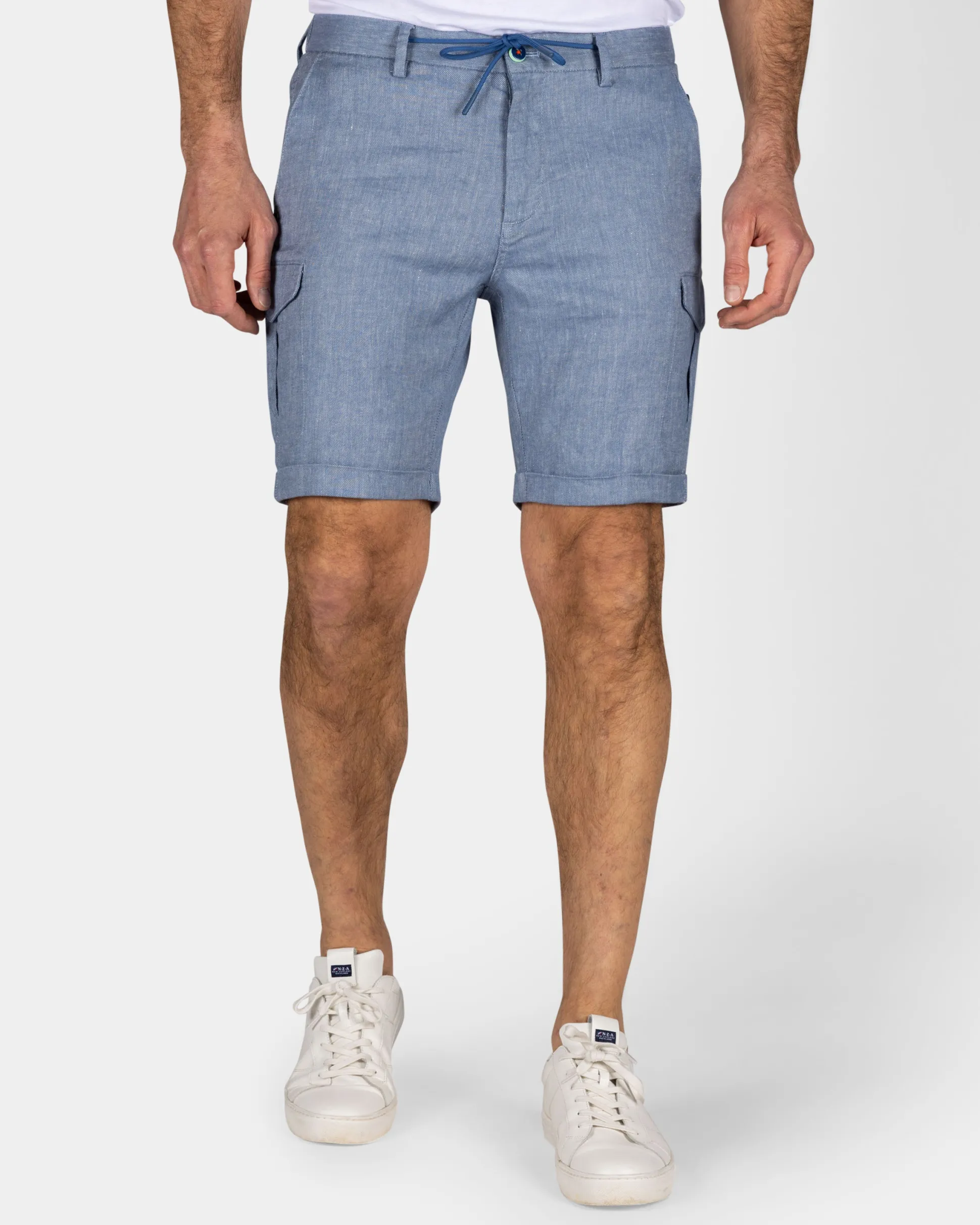 Blue Linen Chino Shorts