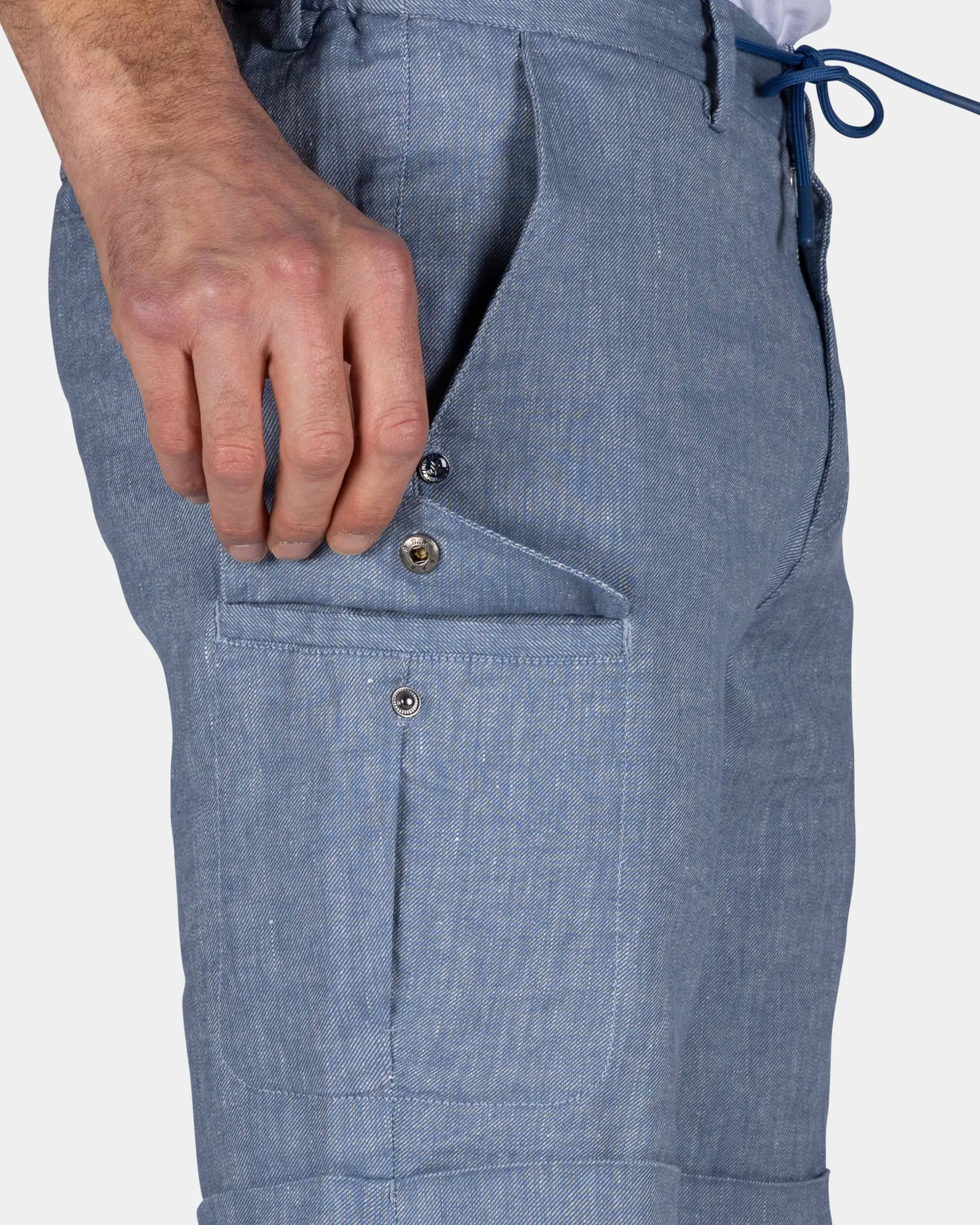Blue Linen Chino Shorts