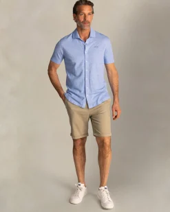 Blue linen short-sleeve shirt