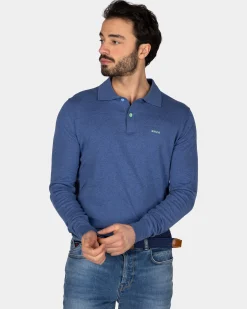 Blue long sleeve polo shirt