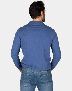 Blue long sleeve polo shirt