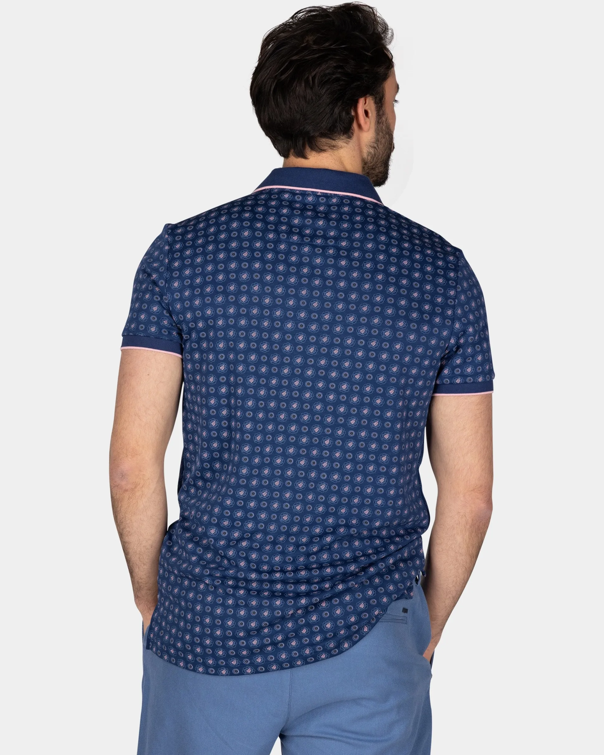 Blue Polo with a print of small polka dots