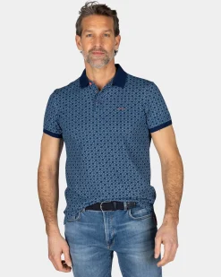 Blue polo with print