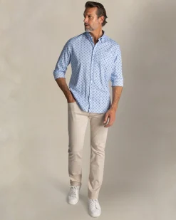 Blue print cotton button-down