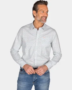 Blue printed cotton shirt