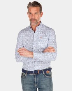 Blue printed cotton shirt - Rhythm Blue