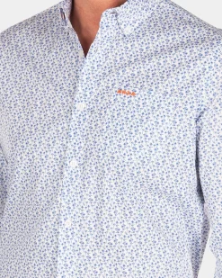 Blue printed cotton shirt - Rhythm Blue