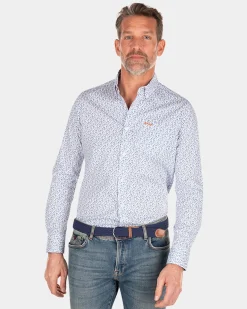 Blue printed cotton shirt - Rhythm Blue