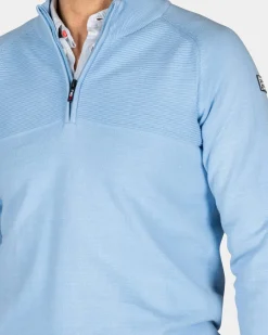 Blue pullover with half zip