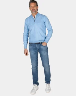 Blue pullover with half zip