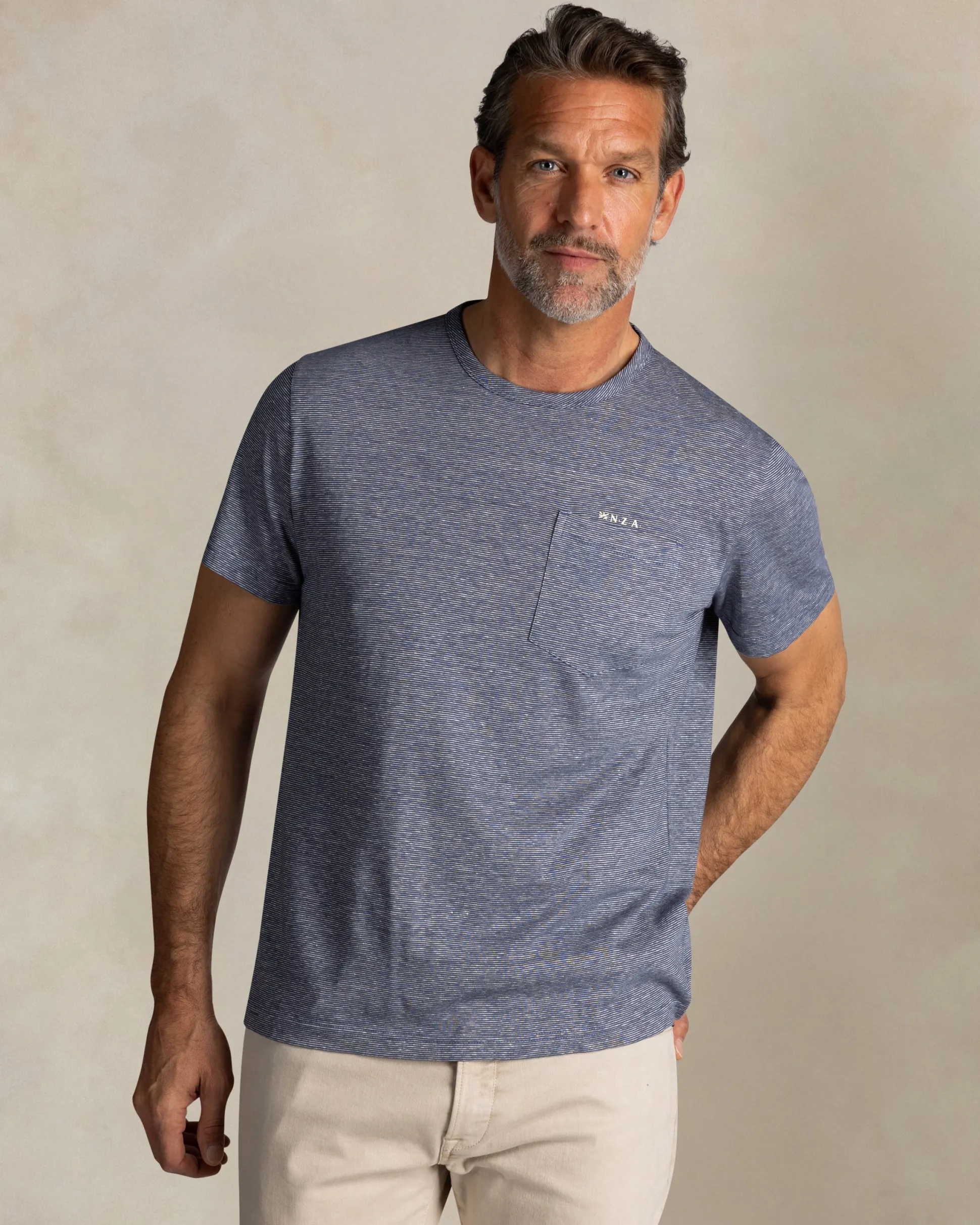 Blue striped linen tee
