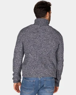 Blue wool cable knit turtleneck sweater - Tin Blue