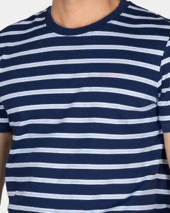 Blue-White Striped Cotton T-Shirt